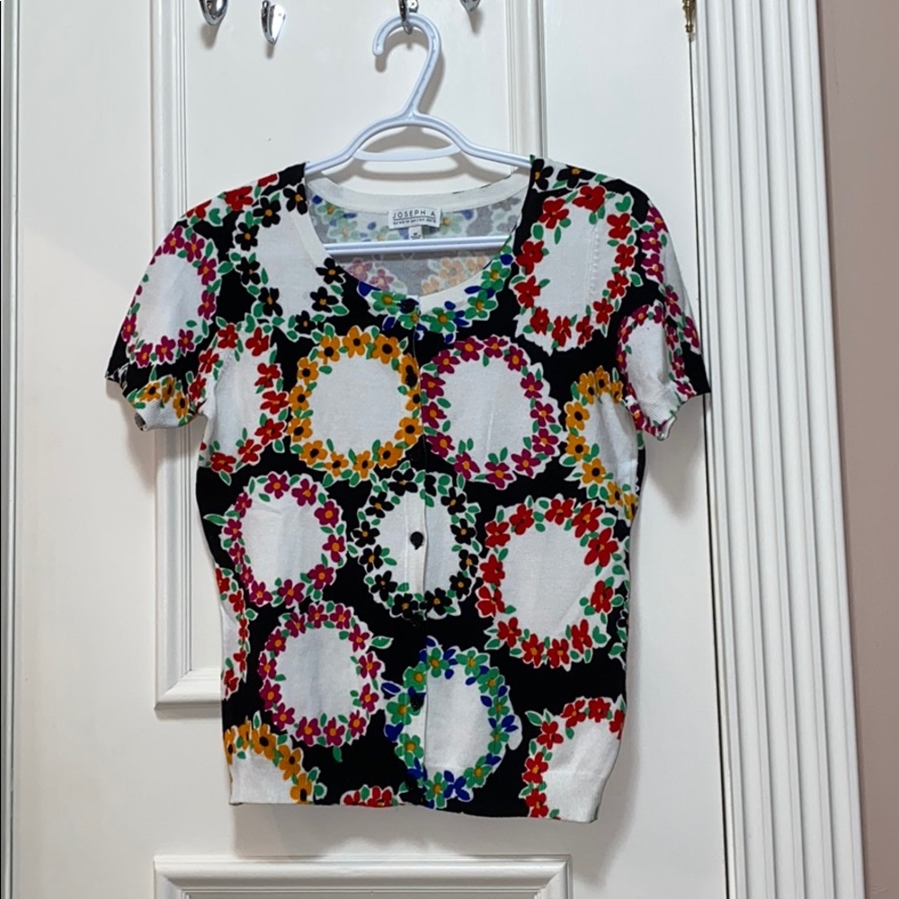 Floral short sleeve cardigan